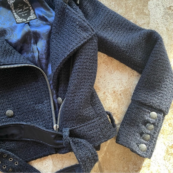 Vintage Guess Jeans Sparkly Navy Coat - Picture 2 of 6